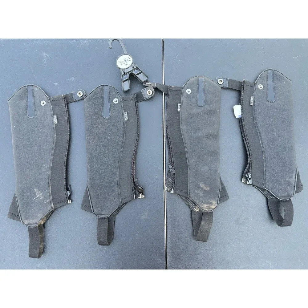 BasEQ Child Medium CM Black Synthetic Half‎ Chaps Lot of 2 Pairs Equestrian
